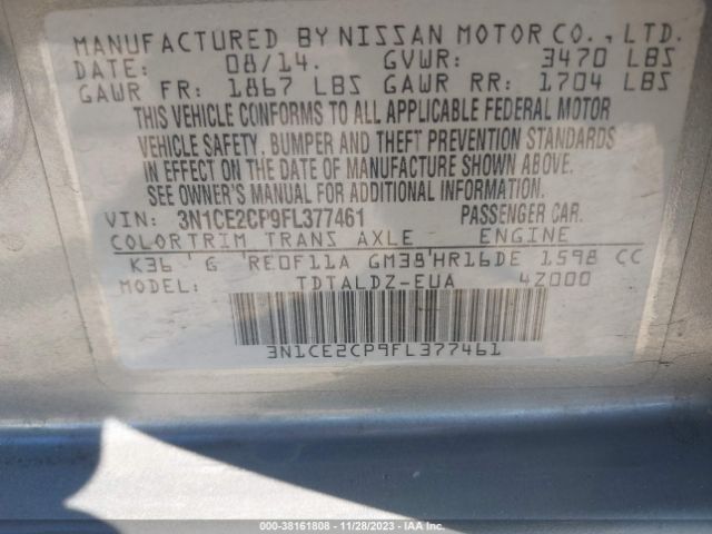 Photo 8 VIN: 3N1CE2CP9FL377461 - NISSAN VERSA NOTE 