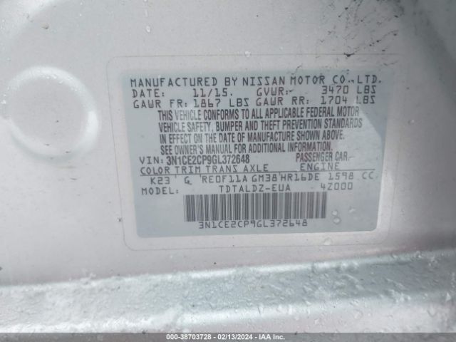 Photo 8 VIN: 3N1CE2CP9GL372648 - NISSAN VERSA NOTE 