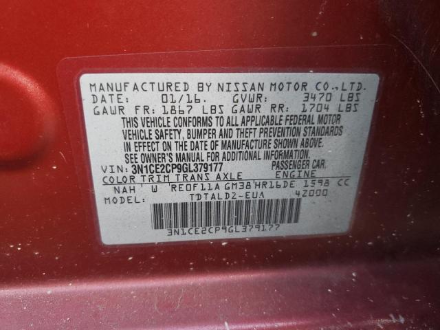 Photo 9 VIN: 3N1CE2CP9GL379177 - NISSAN VERSA NOTE 