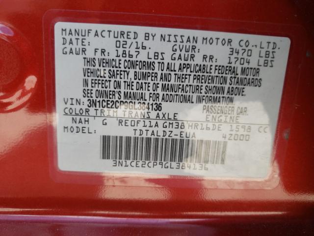 Photo 9 VIN: 3N1CE2CP9GL384136 - NISSAN VERSA NOTE 