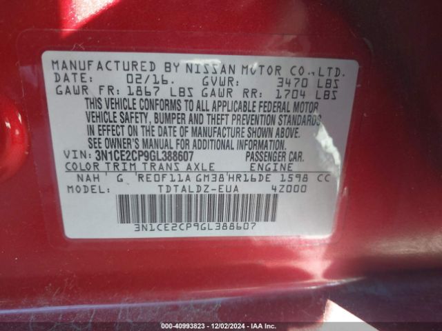 Photo 8 VIN: 3N1CE2CP9GL388607 - NISSAN VERSA NOTE 