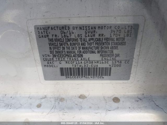 Photo 8 VIN: 3N1CE2CP9GL407026 - NISSAN VERSA NOTE 