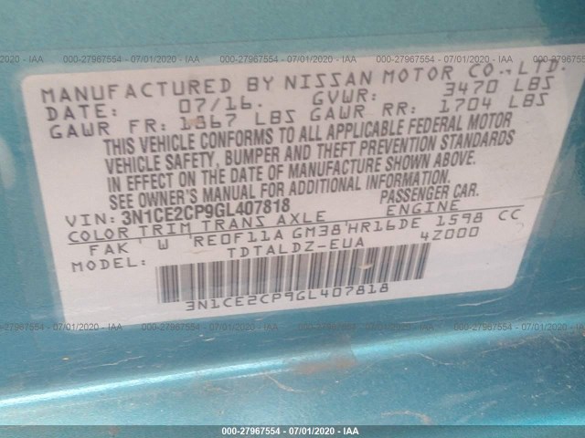 Photo 8 VIN: 3N1CE2CP9GL407818 - NISSAN VERSA NOTE 