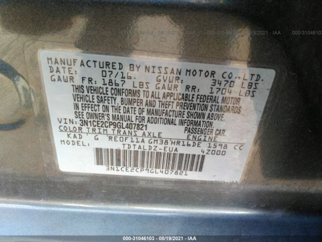 Photo 8 VIN: 3N1CE2CP9GL407821 - NISSAN VERSA NOTE 