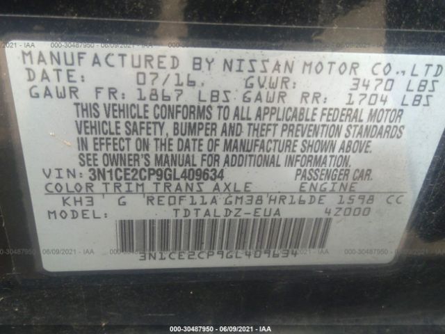 Photo 8 VIN: 3N1CE2CP9GL409634 - NISSAN VERSA NOTE 