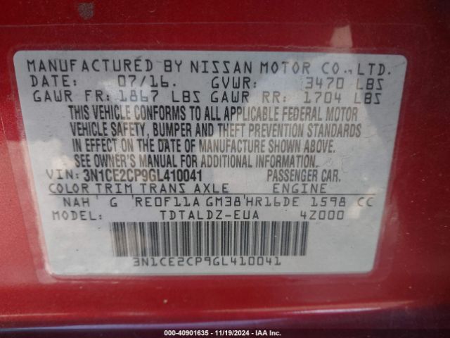 Photo 8 VIN: 3N1CE2CP9GL410041 - NISSAN VERSA NOTE 