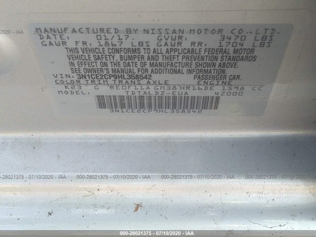 Photo 8 VIN: 3N1CE2CP9HL358542 - NISSAN VERSA-NOTE 