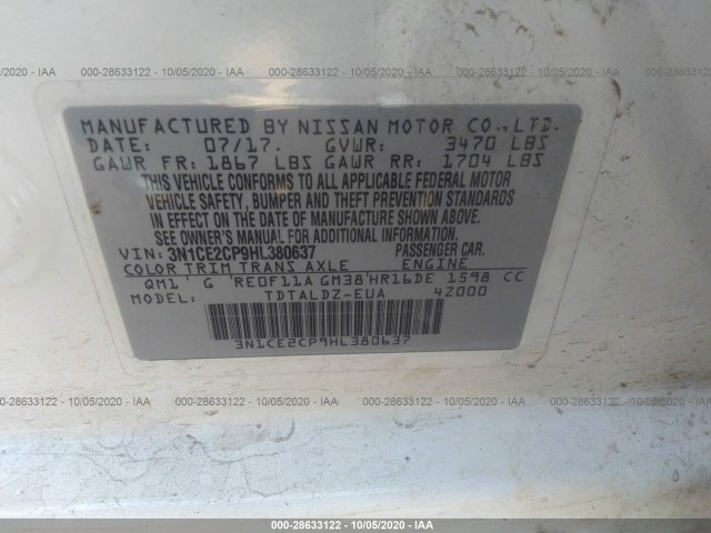 Photo 8 VIN: 3N1CE2CP9HL380637 - NISSAN VERSA NOTE 