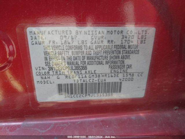 Photo 8 VIN: 3N1CE2CP9JL355355 - NISSAN VERSA NOTE 