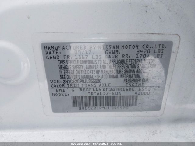 Photo 8 VIN: 3N1CE2CP9JL355520 - NISSAN VERSA NOTE 