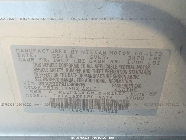 Photo 8 VIN: 3N1CE2CP9JL369515 - NISSAN VERSA NOTE 