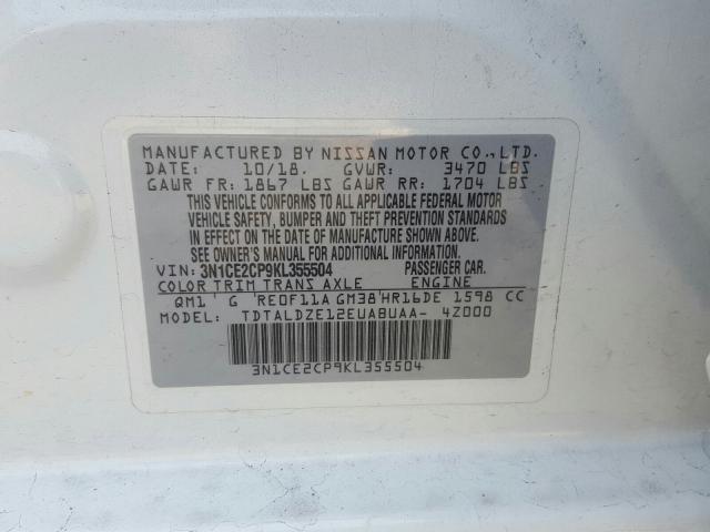 Photo 9 VIN: 3N1CE2CP9KL355504 - NISSAN VERSA NOTE 