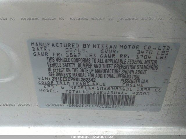 Photo 8 VIN: 3N1CE2CP9KL362842 - NISSAN VERSA NOTE 