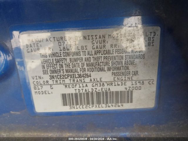 Photo 8 VIN: 3N1CE2CPXEL364264 - NISSAN VERSA NOTE 