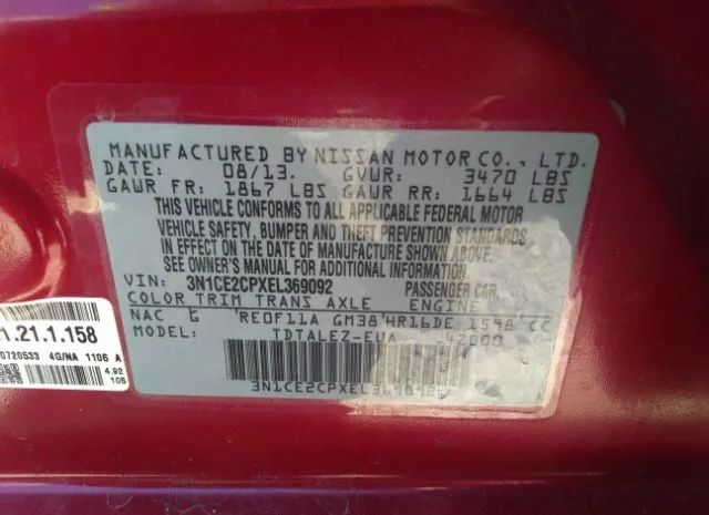 Photo 8 VIN: 3N1CE2CPXEL369092 - NISSAN VERSA NOTE 