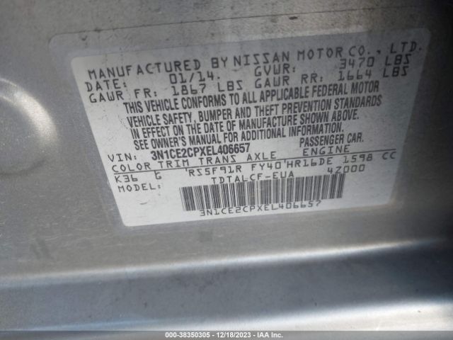 Photo 8 VIN: 3N1CE2CPXEL406657 - NISSAN VERSA NOTE 