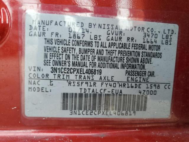 Photo 11 VIN: 3N1CE2CPXEL406819 - NISSAN VERSA 