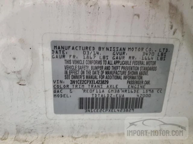 Photo 11 VIN: 3N1CE2CPXEL423829 - NISSAN VERSA 