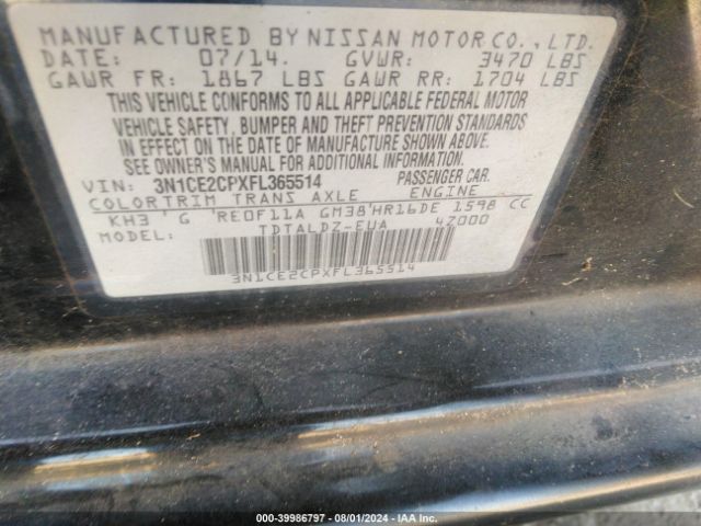 Photo 8 VIN: 3N1CE2CPXFL365514 - NISSAN VERSA NOTE 