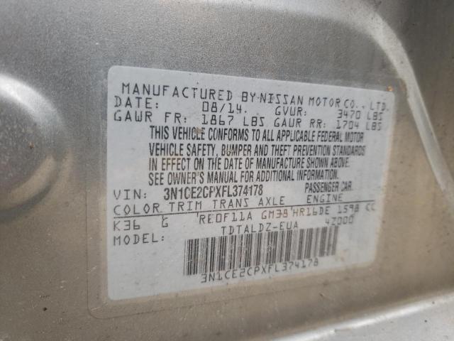 Photo 9 VIN: 3N1CE2CPXFL374178 - NISSAN VERSA NOTE 