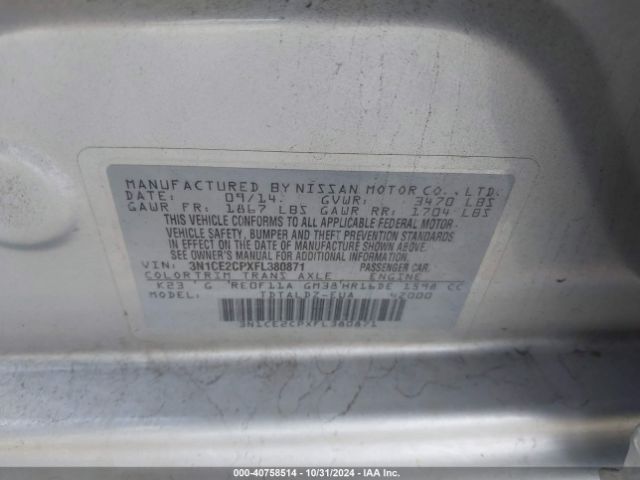 Photo 8 VIN: 3N1CE2CPXFL380871 - NISSAN VERSA NOTE 