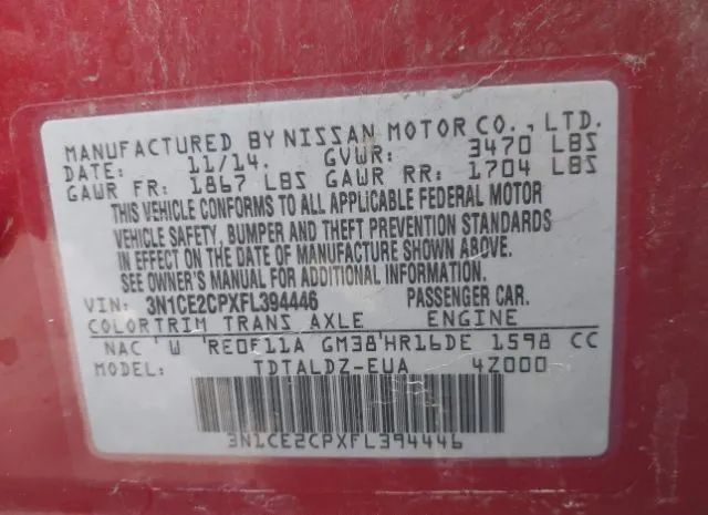 Photo 8 VIN: 3N1CE2CPXFL394446 - NISSAN VERSA 