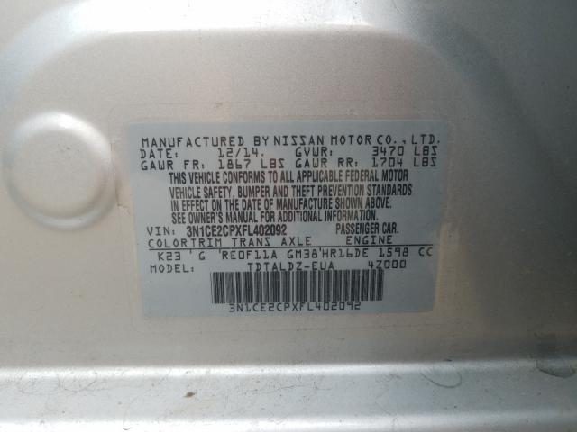 Photo 9 VIN: 3N1CE2CPXFL402092 - NISSAN VERSA NOTE 