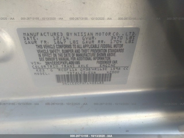 Photo 8 VIN: 3N1CE2CPXFL405185 - NISSAN VERSA NOTE 