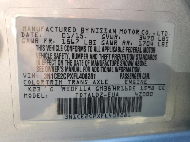 Photo 11 VIN: 3N1CE2CPXFL408281 - NISSAN VERSA NOTE 