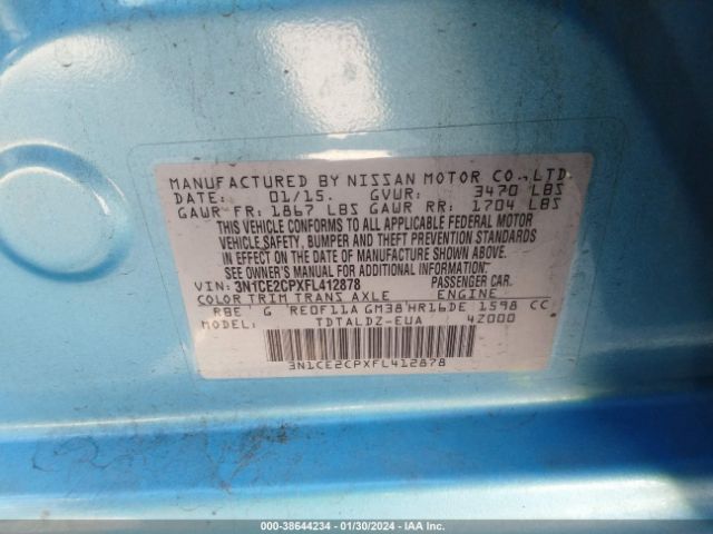 Photo 8 VIN: 3N1CE2CPXFL412878 - NISSAN VERSA NOTE 