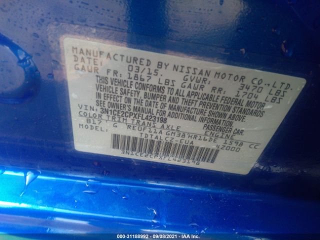 Photo 8 VIN: 3N1CE2CPXFL423198 - NISSAN VERSA NOTE 