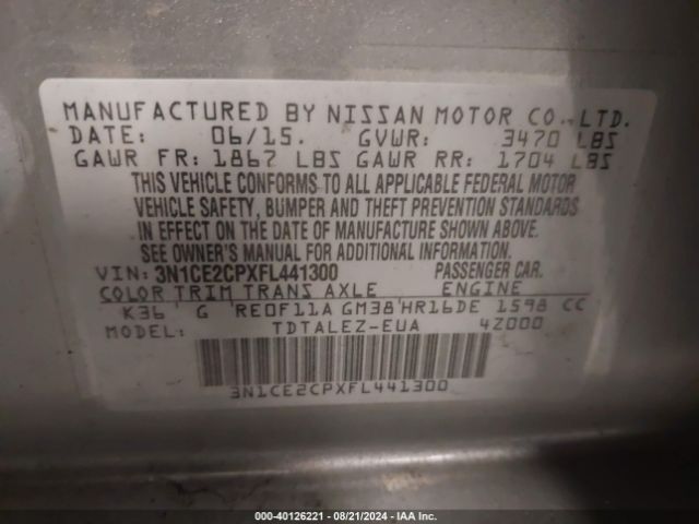 Photo 8 VIN: 3N1CE2CPXFL441300 - NISSAN VERSA NOTE 