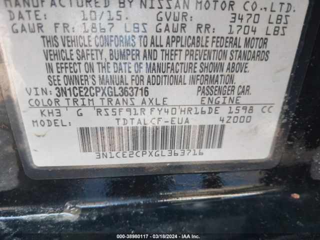 Photo 8 VIN: 3N1CE2CPXGL363716 - NISSAN VERSA NOTE 