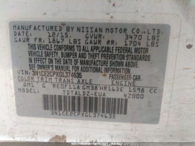 Photo 8 VIN: 3N1CE2CPXGL374635 - NISSAN VERSA NOTE 