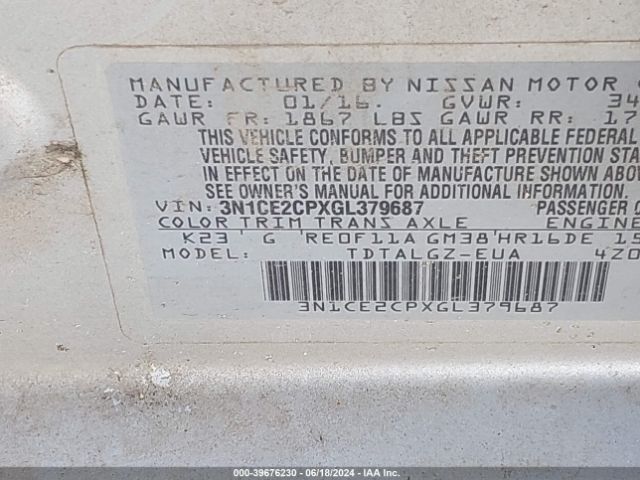 Photo 8 VIN: 3N1CE2CPXGL379687 - NISSAN VERSA NOTE 