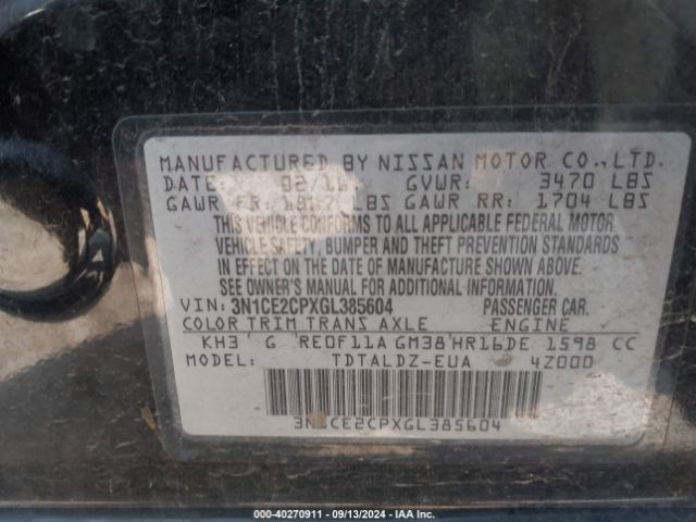 Photo 8 VIN: 3N1CE2CPXGL385604 - NISSAN VERSA NOTE 