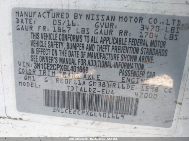 Photo 8 VIN: 3N1CE2CPXGL401669 - NISSAN VERSA NOTE 