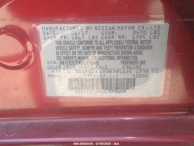 Photo 8 VIN: 3N1CE2CPXHL375642 - NISSAN VERSA NOTE 