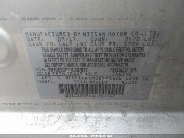 Photo 8 VIN: 3N1CE2CPXJL357017 - NISSAN VERSA-NOTE 