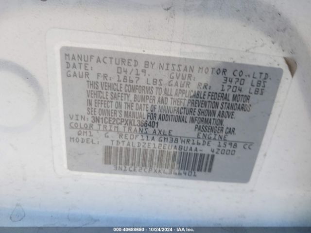 Photo 8 VIN: 3N1CE2CPXKL366401 - NISSAN VERSA NOTE 