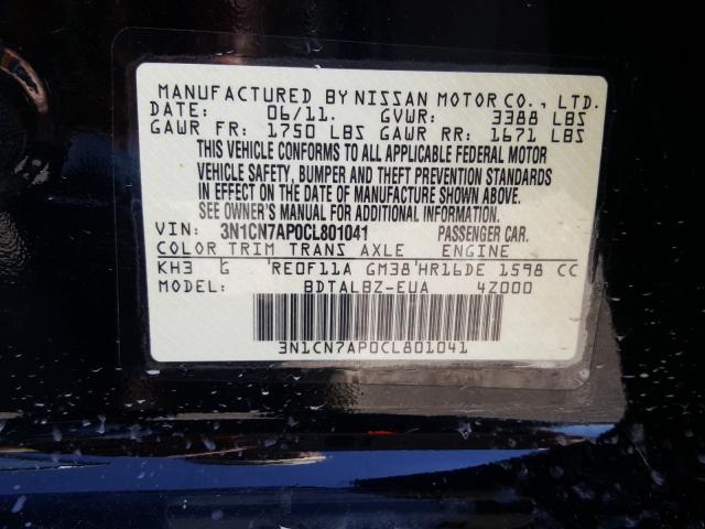 Photo 9 VIN: 3N1CN7AP0CL801041 - NISSAN VERSA S 