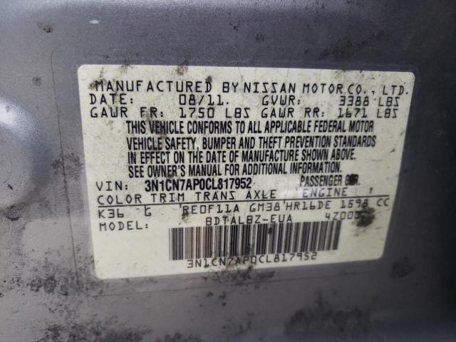 Photo 9 VIN: 3N1CN7AP0CL817952 - NISSAN VERSA S 