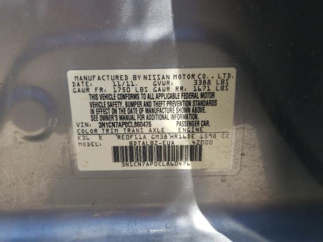 Photo 9 VIN: 3N1CN7AP0CL860476 - NISSAN VERSA S 