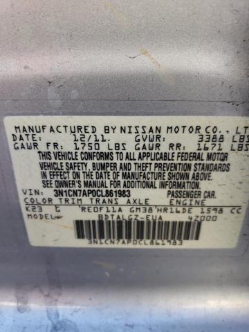 Photo 11 VIN: 3N1CN7AP0CL861983 - NISSAN VERSA S 