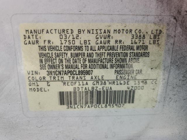 Photo 11 VIN: 3N1CN7AP0CL895907 - NISSAN VERSA S 