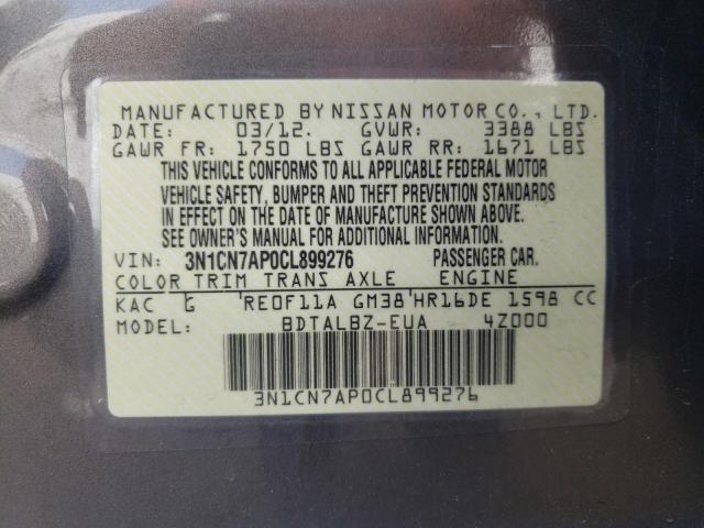 Photo 11 VIN: 3N1CN7AP0CL899276 - NISSAN VERSA 