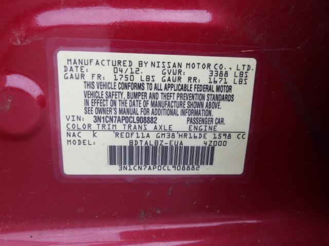 Photo 9 VIN: 3N1CN7AP0CL908882 - NISSAN VERSA S 