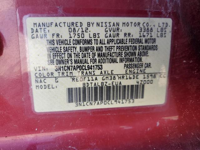 Photo 11 VIN: 3N1CN7AP0CL941753 - NISSAN VERSA 