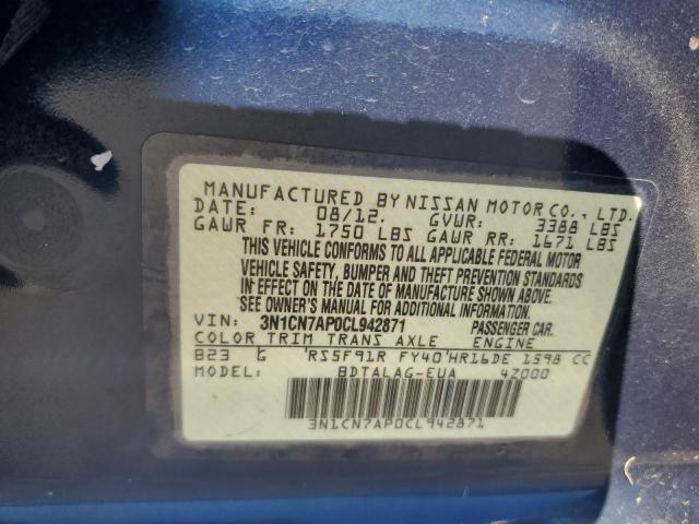 Photo 9 VIN: 3N1CN7AP0CL942871 - NISSAN VERSA S 