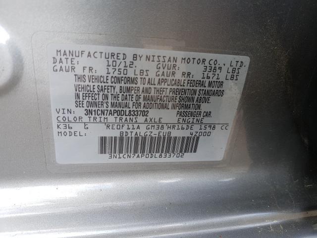 Photo 9 VIN: 3N1CN7AP0DL833702 - NISSAN VERSA S 